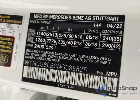 2022 Mercedes-Benz Glc 300 4Matic Suv from USA, damaged, VIN W1N0G8EB8NG088825